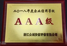 2018年度企业信用等级AAA级